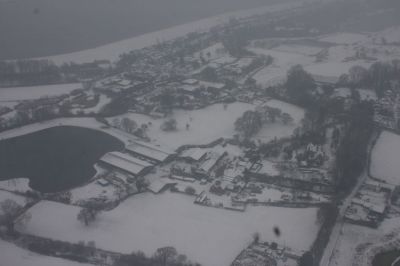 J Rayner & Sons Farm in the Snow, Horton, Aerial Photo 
